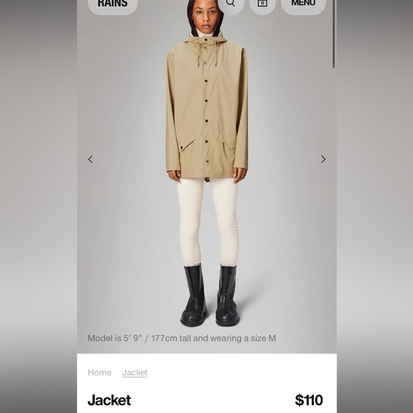 Rains Unisex Rain Coat in color Sand, Size Medium, NWT - Picture 4 of 8